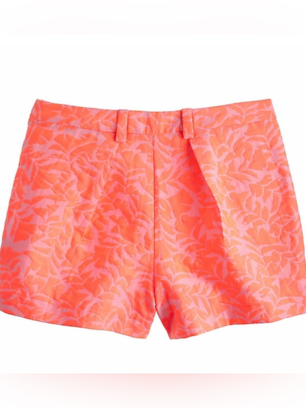 NWT J Crew Neon Coral Leaf Jacquard Shorts